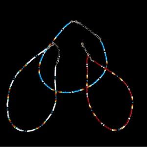 Colorful Beaded Necklace Set adjustable from 16 inches to 18 inches